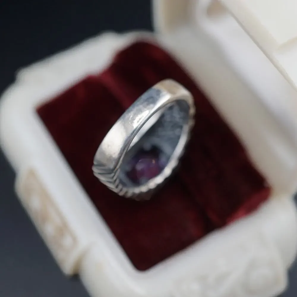 Vintage 14K Accent Purple Stone Radiant Cut Twist Ring 9.5 925 Sterling Signed